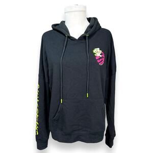 Black Vitriol crash and burn hoodie sweatshirt neon pink green size Medium